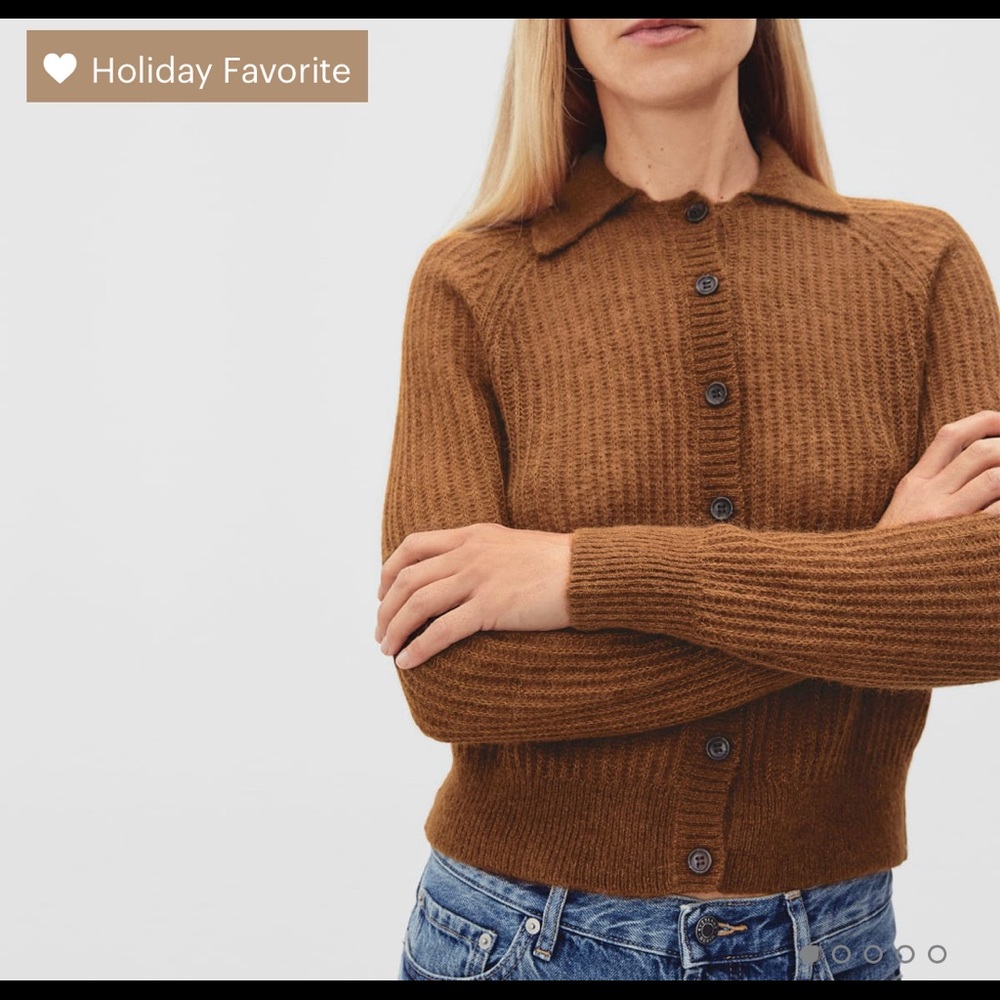 NWT Everlane Alpaca Collared Cardigan in Rosewood